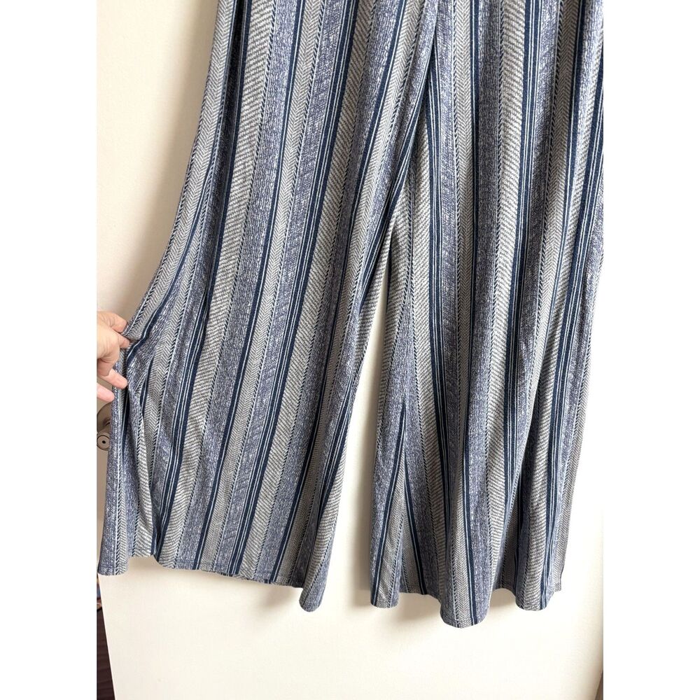 QVC Wide Leg Palazzo Pant Blue Stripe High Waist Flowy Lounge Flare Lisa Rinna S - Picture 4 of 9